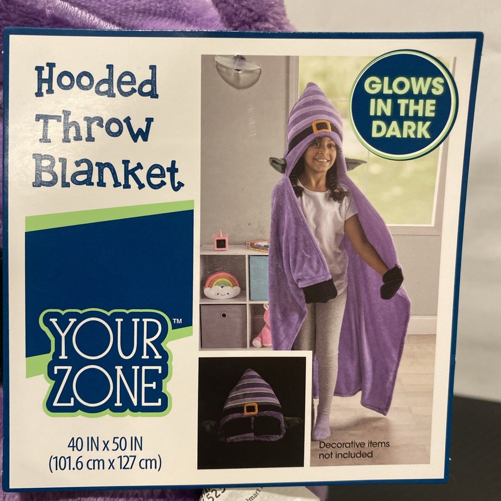 Your Zone Kids Purple Witch Glow in the Dark Hooded Throw, 40" x‎ 50"